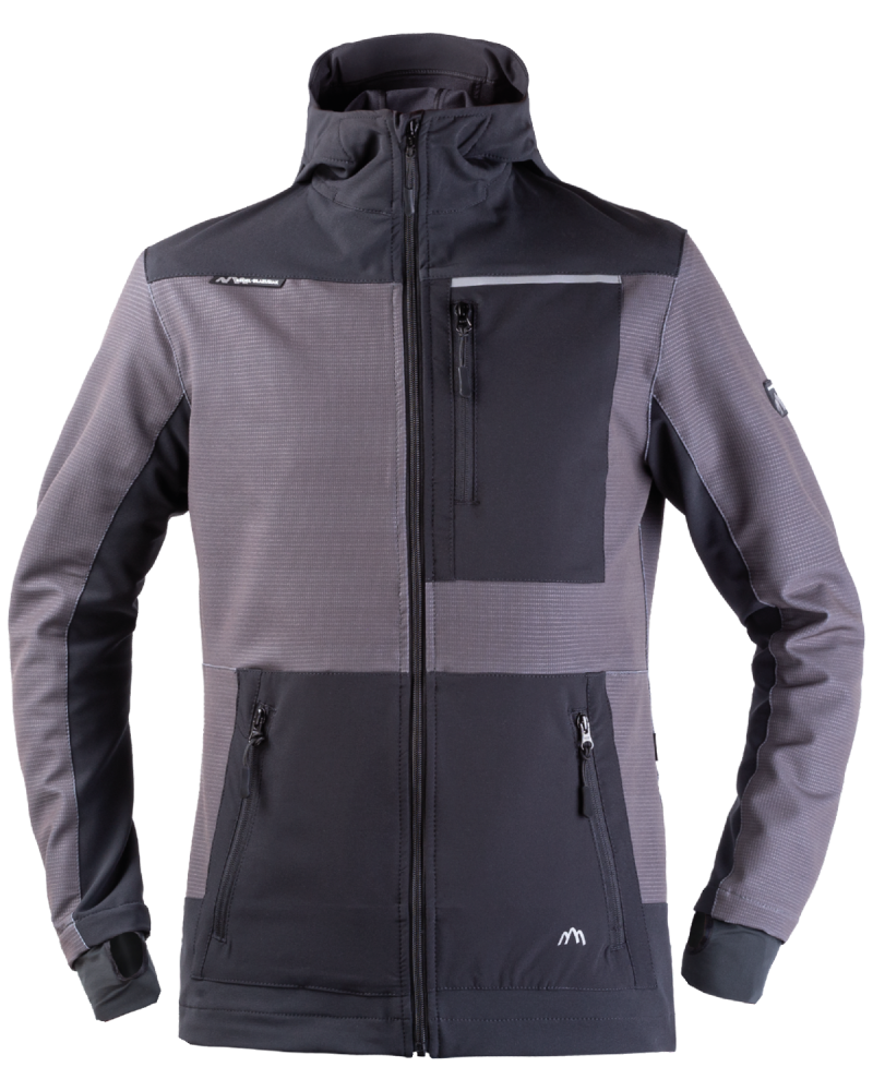 Veste de travail avec capuche STRETCH 330V (gris-noir) - Devant de la veste