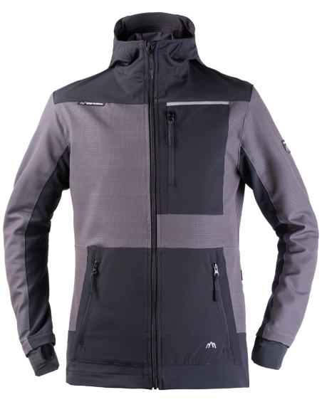 Veste de travail avec capuche STRETCH 330V (gris-noir) - Devant de la veste